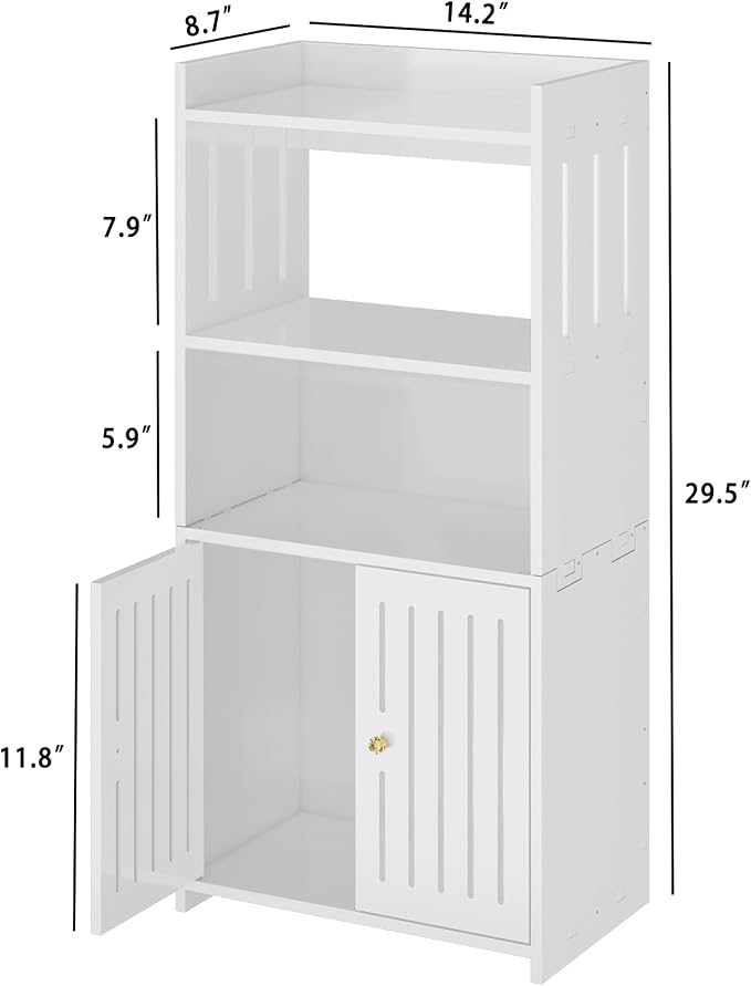 HAYOFAMY Bathroom Storage Cabinet, 4-Tier White Floor Cabinet Freestanding - Image 3