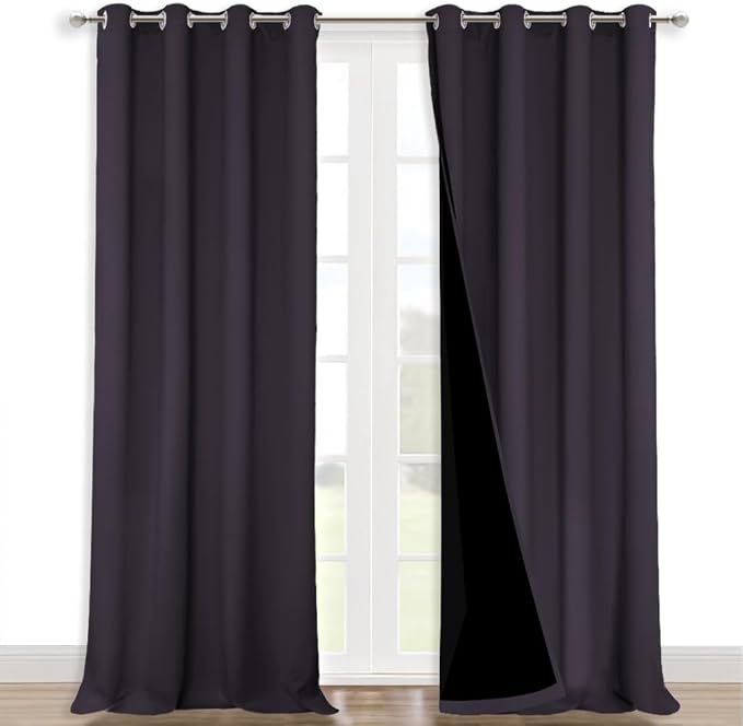 NICETOWN Full Shading Curtains for Windows, Super Heavy-Duty Black Lined by NICETOWN