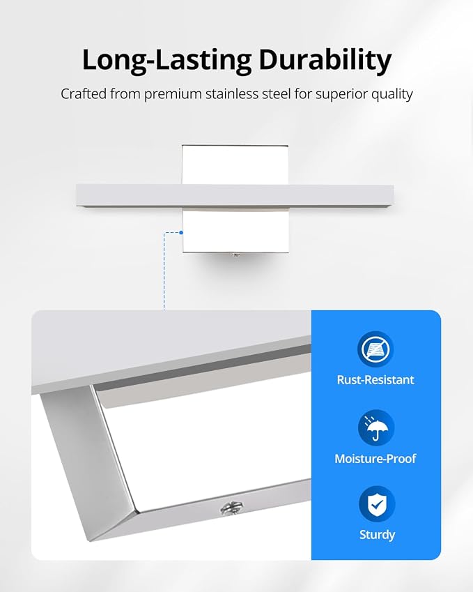 Combuh Dimmable Vanity Light Bar, 9W Over Mirror Lighting Fixture Wall Sconce - Image 8