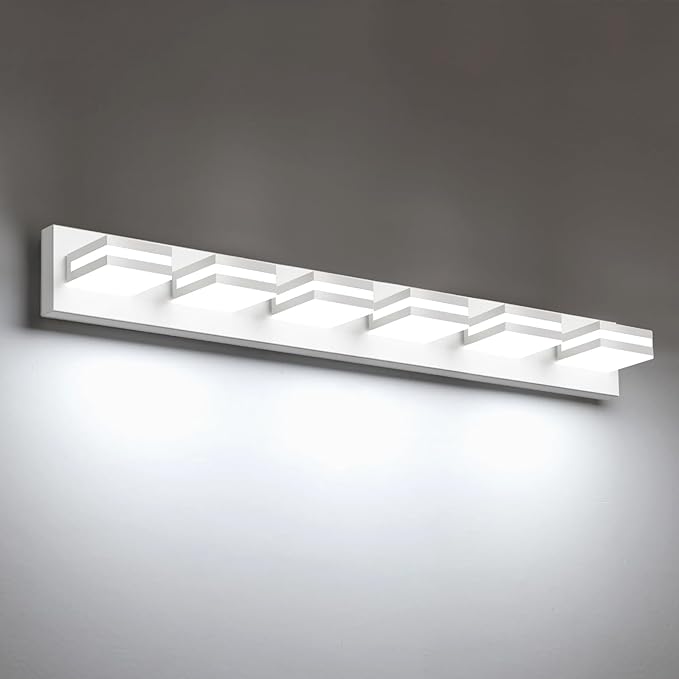 IZORRO LED Modern Bathroom Lights Fixtures, Matte White Acrylic Wall Lighting by IZORRO