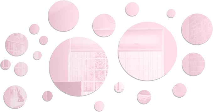 Shappy 32 Pcs Acrylic Mirror Wall Stickers Removable Round Wall Decal Circle by Shappy
