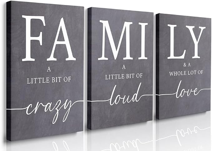 GUBIYU Gray Family Wall Art Set of 3 20"X28" Modern Farmhouse Decor by GUBIYU