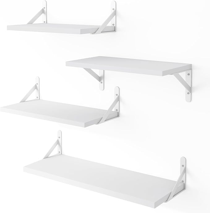 YGEOMER Floating Shelves for Wall, Different Sizes White Wall Shelves for by YGEOMER
