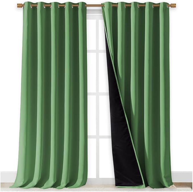 NICETOWN Total Shade Curtains and Draperies, Forest Green, Package of 2 - Image 2