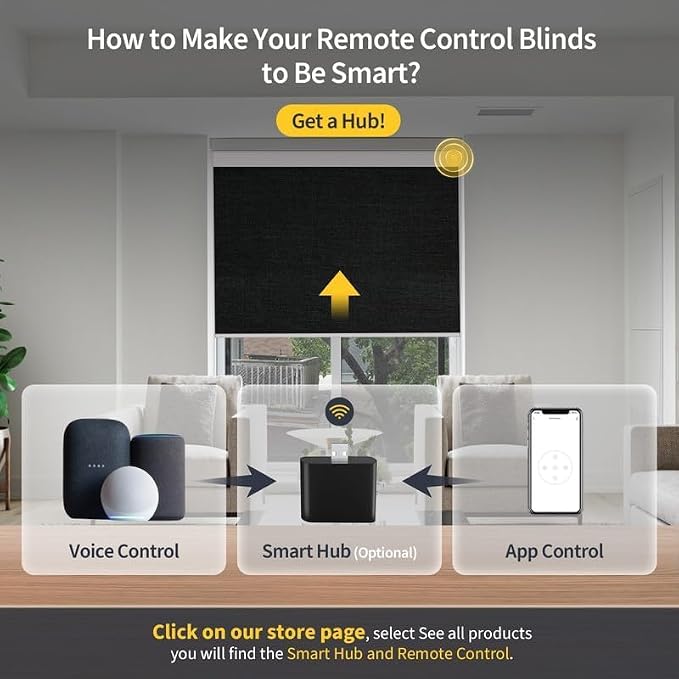 Motorized Blinds with Remote, Grasscloth Fabric Smart Blinds with Valance Cover - Image 6