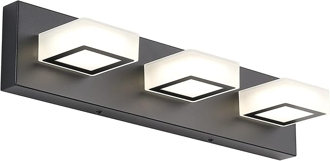 Ralbay Black Bathroom Vanity Lights 3 Lights Acrylic Modern LED Black Vanity by RalbayLighting
