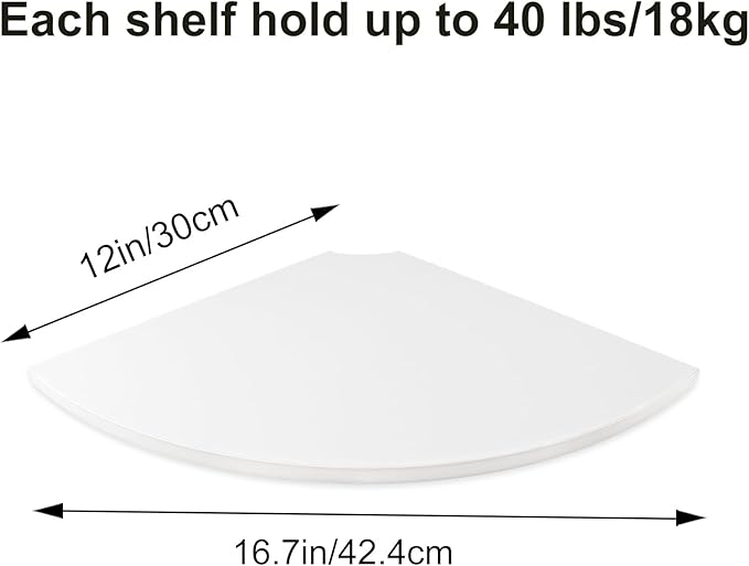 JJL Corner Shelf, 12-Inch Sector Wall Shelf - Image 3