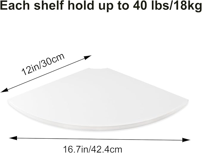 JJL Corner Shelf, 12-Inch Sector Wall Shelf - Image 3