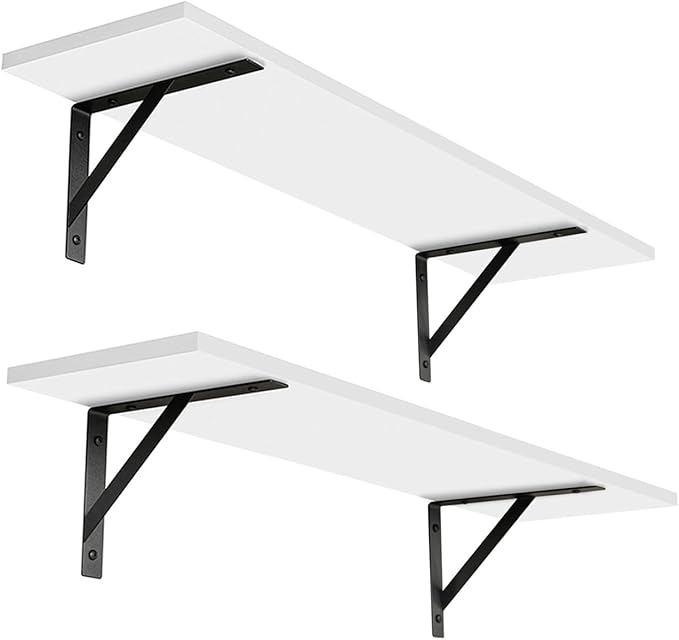 DINZI LVJ Long Wall Shelves, 24 Inch White Floating Shelves Set of 2, by DINZILVJ