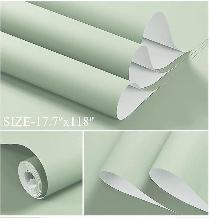 Dimoon 78.7''x17.7'' Green Peel and Stick Wallpaper Contact Paper Modern Self - Image 3