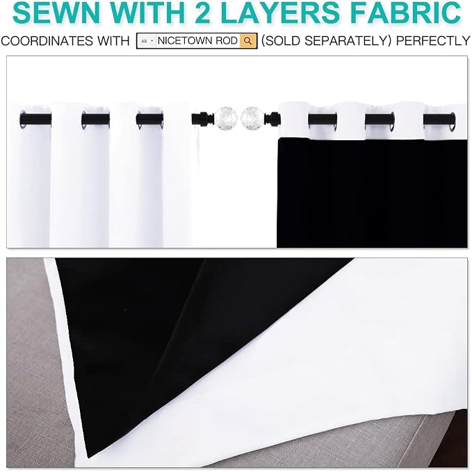 NICETOWN 100% Blackout Window Curtain Panels, Full Light Blocking Drapes - Image 5
