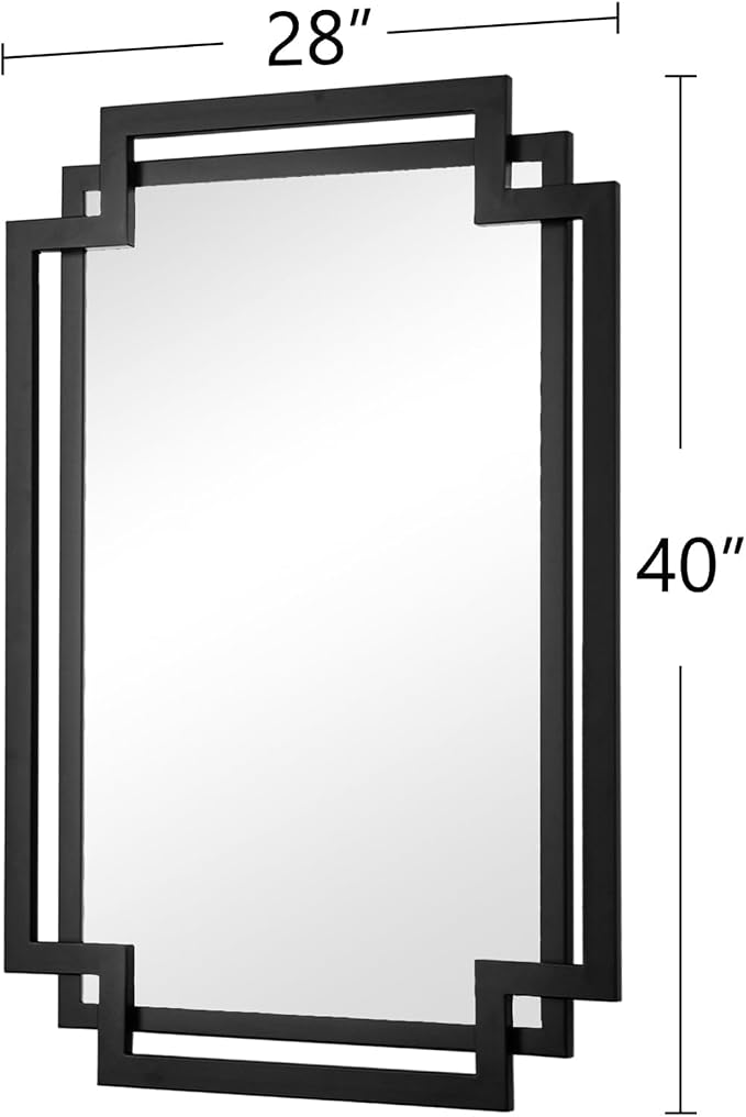 28" x 40" Black Wall Mirror for Decor, Large Bathroom Mirror - Image 9