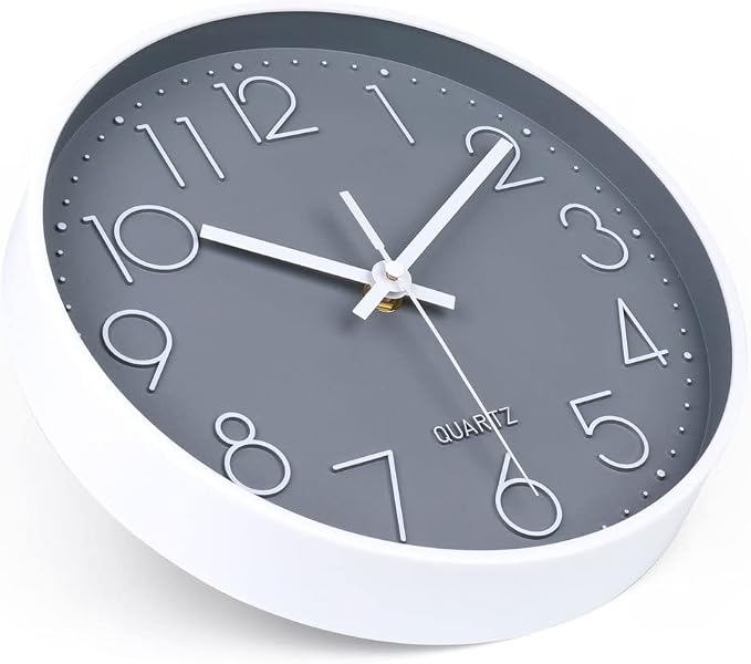 jomparis 10 Inch Gray Wall Clock Battery Operated Silent & Non-Ticking Wall - Image 7