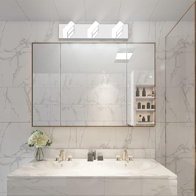 Ralbay Modern LED Bathroom Vanity Lights Chrome Stainless Steel Acrylic - Image 4