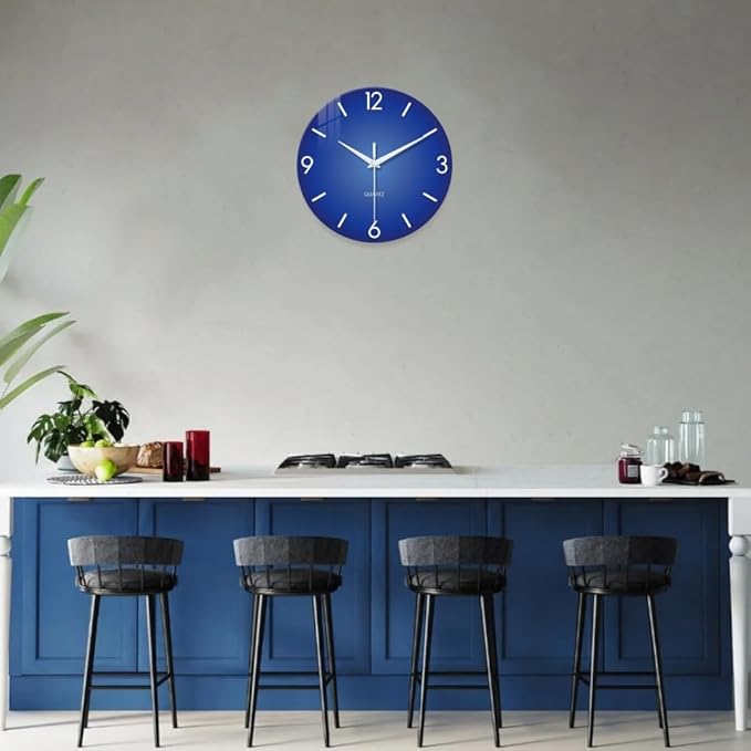 XFM Blue Wall Clock 14 Inch Modern Simple Wall Clocks Battery Operated - Image 2