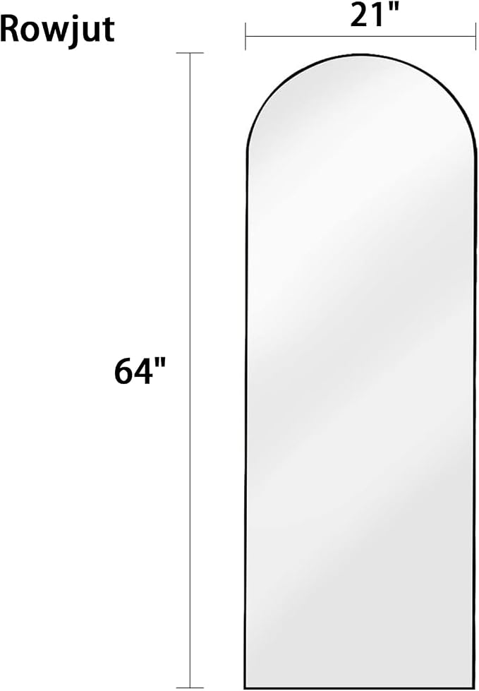 Rowjut 64"x21"Floor Mirror Arched Full Length Mirros, Mirror Floor Length - Image 3
