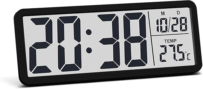 JoFomp LCD Digital Wall Clocks Battery Operated, 8.5" Modern Wall Clocks by JoFomp