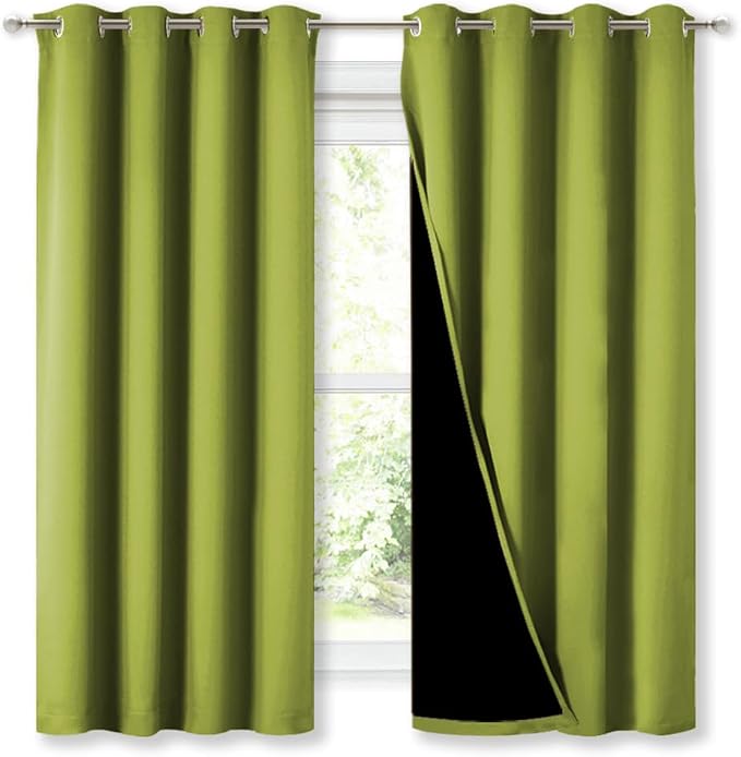 NICETOWN 100% Blackout Curtains 45 inches Long, Fresh Green, 1 Pair, 52 inches by NICETOWN