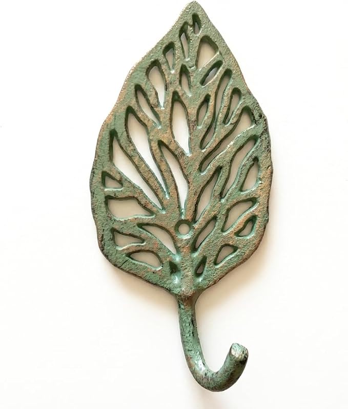 The Bridge Collection Leaf Wall Hook Cast Iron – Verdigris Green Botanical Coat by TheBridgeCollection
