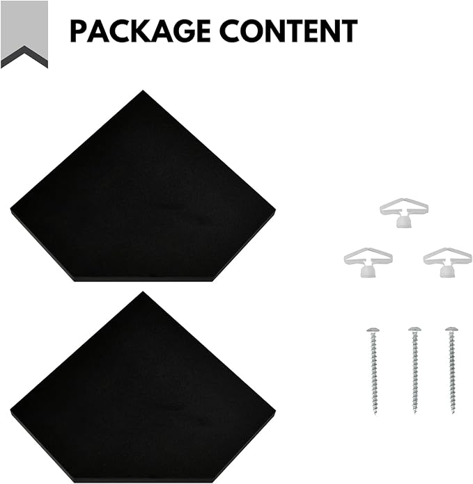 WELLAND 12-Inch Black Floating Corner Shelves Set of 2, Wall Mounted Storage - Image 6