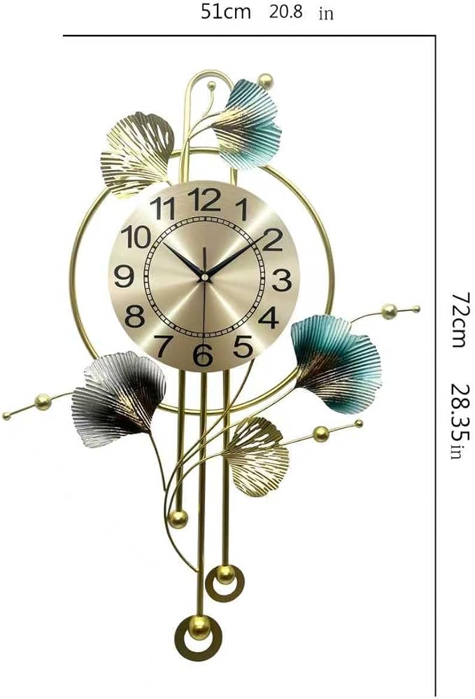 Wall Clocks for Living Room Decor, Unique 3D Metal Iron Ginkgo Leaf Wall Art - Image 4