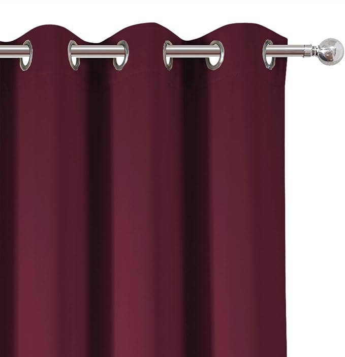 LEMOMO Blackout Curtains 66 x 72 Inch Long Burgundy Red Curtains Set of 2 - Image 6