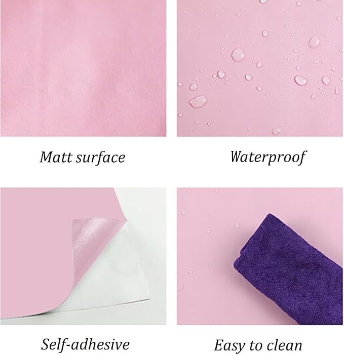393"x17.7" Pink Peel and Stick Wallpaper Solid Color Contact Paper Self - Image 2