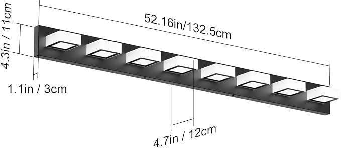 Ralbay 52inch Black Vanity Lights Fixtures 8 Lights LED Modern LED Acrylic - Image 3