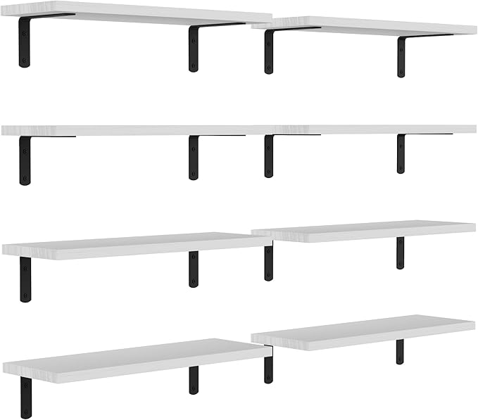 DOLLFIO Floating Shelves, 8 Sets Wall Shelves, Wooden Floating Shelves by DOLLFIO