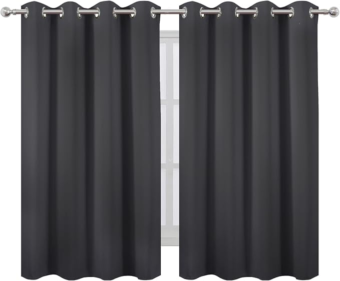 LEMOMO Dark Grey Thermal Blackout Curtains/52 x 54 Inch/Set of 2 Panels Room - Image 2