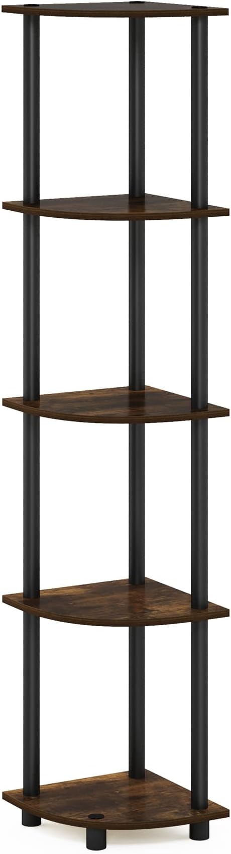 Furinno TURN-N-TUBE Corner Shelf, 5-Tier Corner Bookshelf, Open Storage Shelves by Furinno-FitsYourSpaceFitsYourBudget