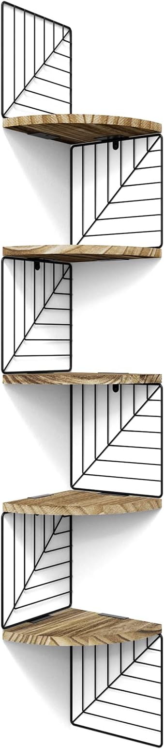 Love-KANKEI Corner Shelf Wall Mount of 5 Tier Rustic Wood Floating Shelves Wall by Love-KANKEI