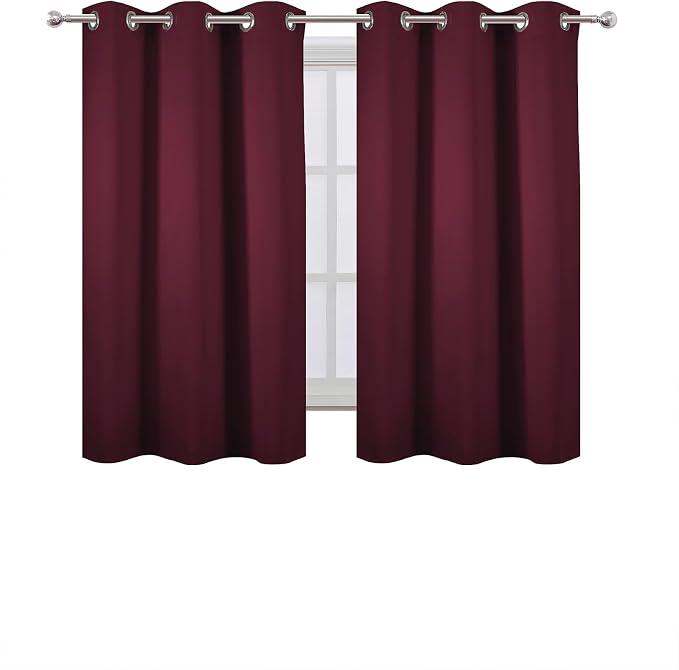 LEMOMO Burgundy Red Blackout Curtains 42 x 54 Inch Length Set of 2 Panels - Image 2