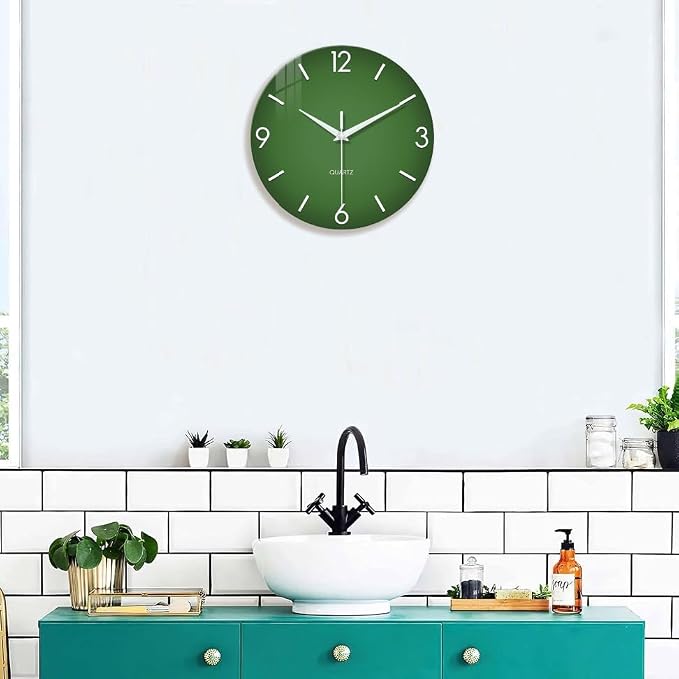 XFM Large Green Wall Clock 24 Inch Simple Wall Clock s Battery Operated Modern - Image 5