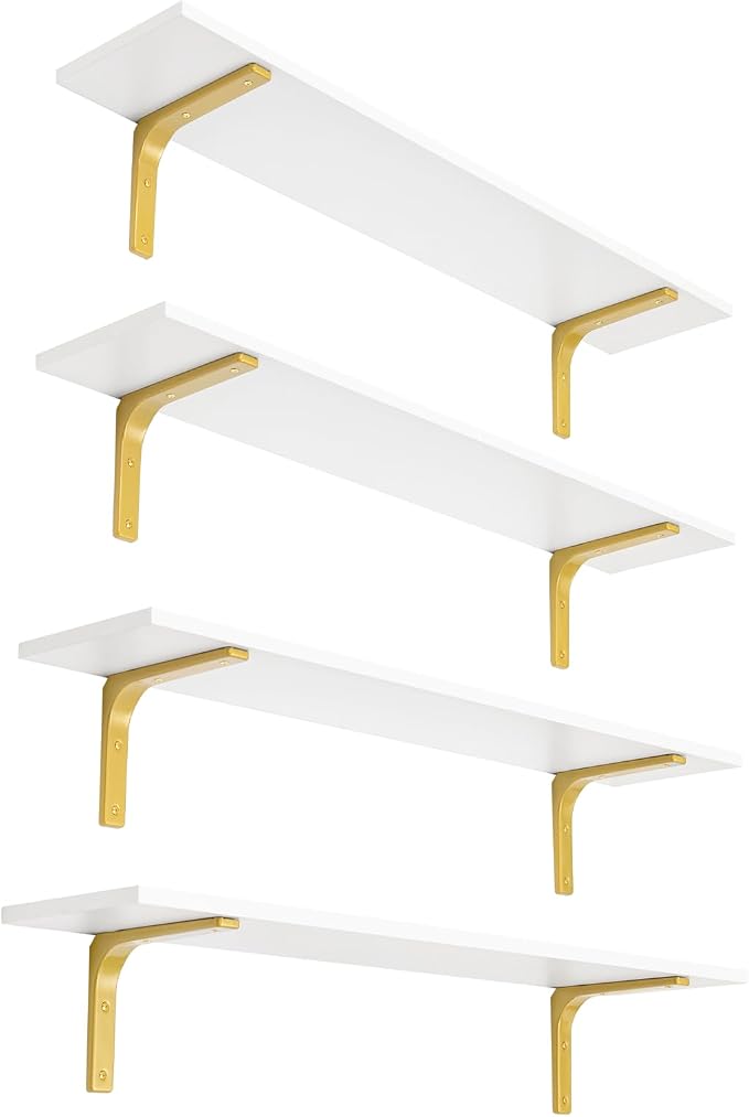 DINZI LVJ Long Wall Shelves, 31.5" Wall Mounted Shelves Set of 4, Large by DINZILVJ