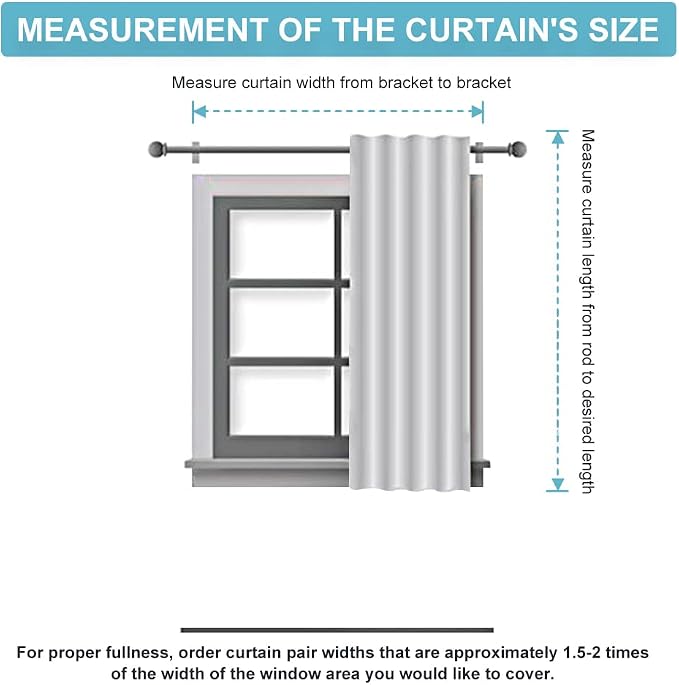 RYB HOME White Short Curtains, Room Darkening Drapes Thermal Insulated Small - Image 8