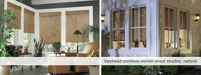 Cordless Woven Wood Roman Shades, Bamboo Shades Sizes 20 to 72 Wide and 24 to - Image 6