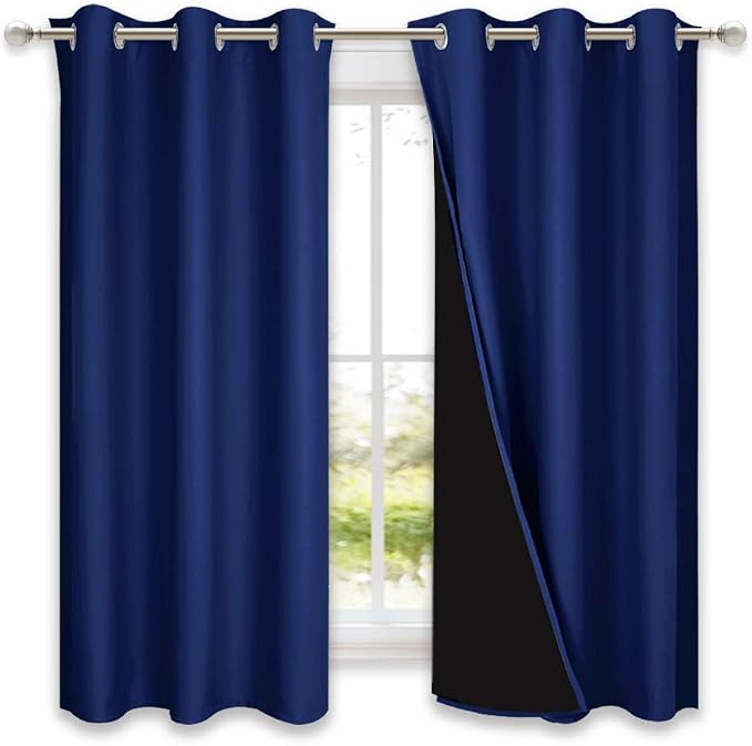NICETOWN 100% Blackout Curtains 54 inches Long, Royal Blue, 1 Pair, 42 inches by NICETOWN