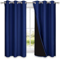 NICETOWN 100% Blackout Curtain Panels, Thermal Insulated Black Liner Curtains by NICETOWN