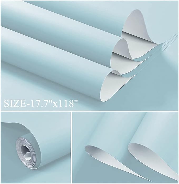 Dimoon 118''x17.7'' Blue Peel and Stick Wallpaper Contact Paper Modern Self - Image 2