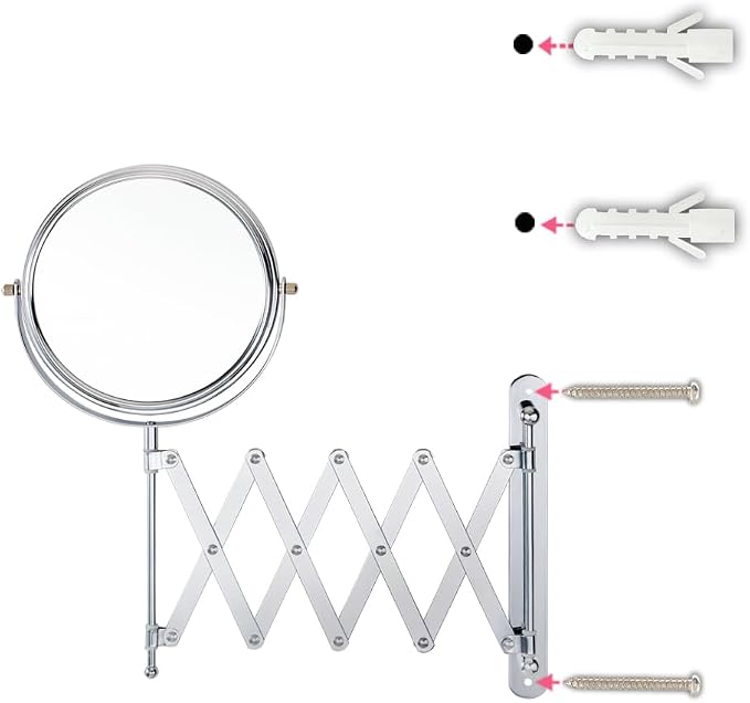 Welllink 8Inch XL Wall Mounted Bathroom Mirror, 1X/7X Magnification, - Image 9