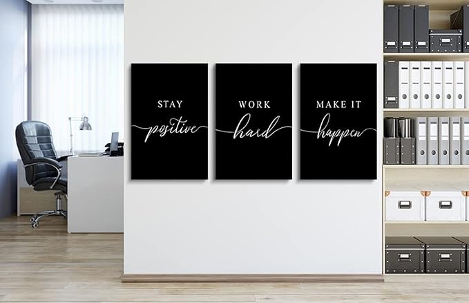 Stay Positive Letters Artwork, Framed Canvas Wall Art Positive Quote, Office - Image 2