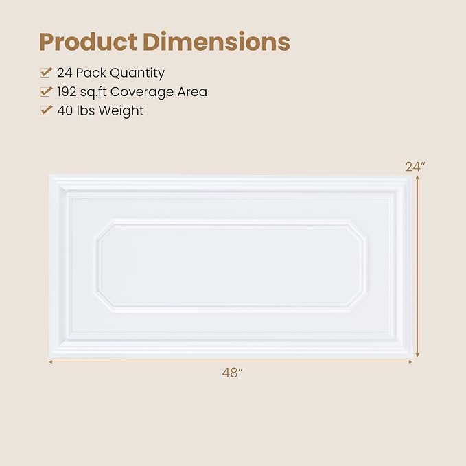 Giantex 24 Pack PVC Wall Panels, Glue Up or Drop Ceiling Panel, Waterproof 3D - Image 7