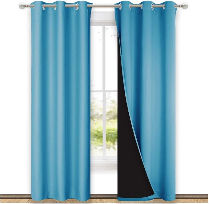 NICETOWN Teal Blue Full Shade Curtain Panels, Teal Blue, Pair of Thermal by NICETOWN