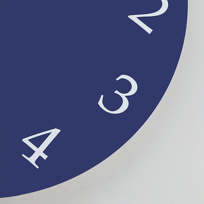 Lafocuse 12 Inch Wooden Navy Blue Wall Clock Battery Operated, Simple - Image 5