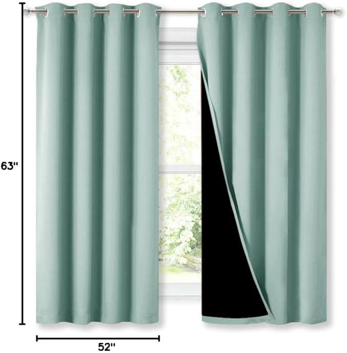 NICETOWN Aqua Blue 100% Blackout Lined Curtains, 2 Thick Layers Completely - Image 9