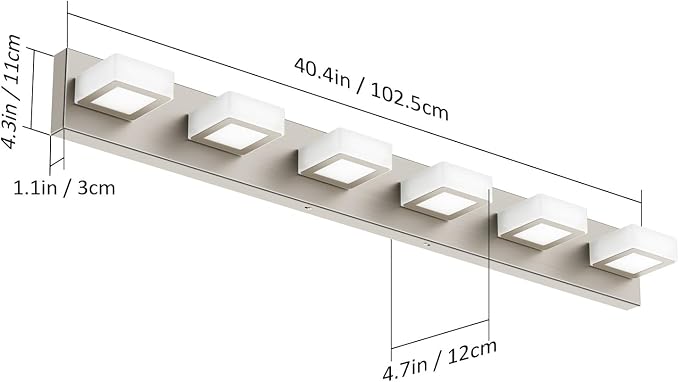 Ralbay Brushed Nickel Bathroom Vanity Light Metal Acrylic Modern LED Bathroom - Image 6