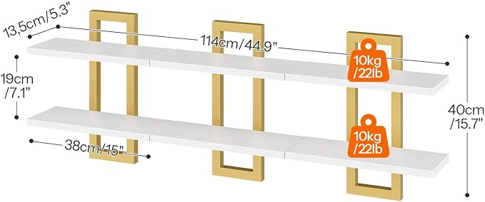 HOOBRO Floating Shelves, 15 Inch Wall Shelf Set of 3, Wall Mounted Storage - Image 2