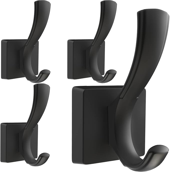 TOFIIGREM Black Hooks for Wall Towel Hooks, Heavy Duty Thick Aluminum Alloy by TOFIIGREM