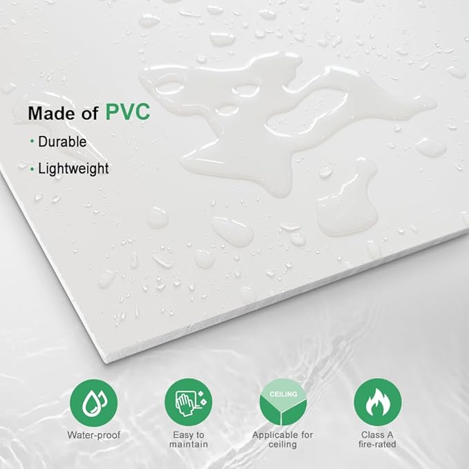 Smooth White Drop Ceiling Tile 2ft x 2ft, Ceiling Panel 24 x 24in – Waterproof - Image 7